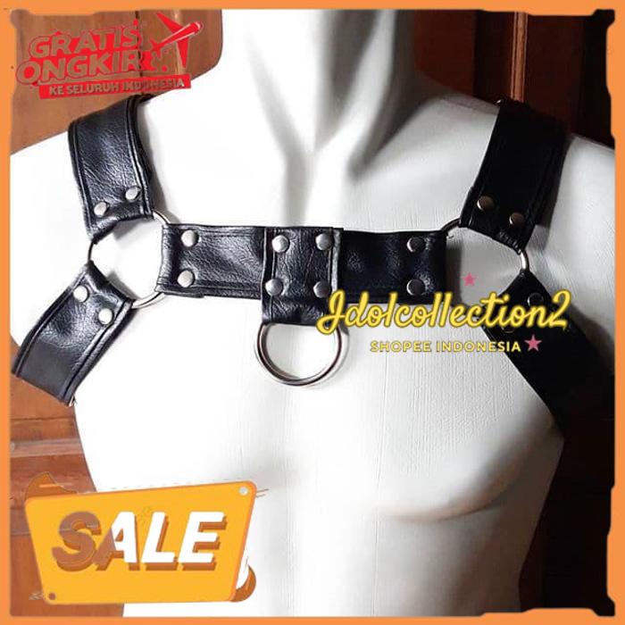 METAL BLACK LEATHER CHEST HARNESS CELANA DALAM PRIA GSTRING CD HOT PRODUK BEST PRODUK 