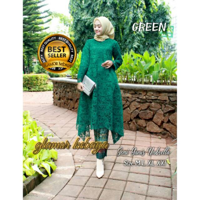 [EXCLUSIVE] MODEL TERKINI KEBAYA BROKAT SEMI GAMIS SET UMBRELLA/kebaya brokat/kebaya modern/setelan