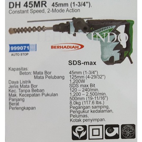[Original] Mesin Bor Rotary Hammer Hitachi Dh 40Mr Diskon