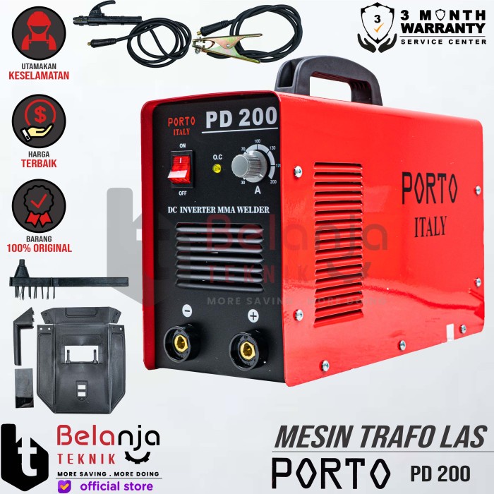 [Original] Mesin Travo Las Porto Pd 200 1300 Watt Mesin Las Inverter Porto 200 A Diskon