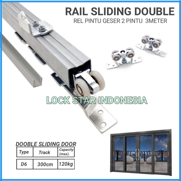 [New] Rel Sliding 2 Pintu / Rel Pintu Geser 3Meter Double Door Terbatas