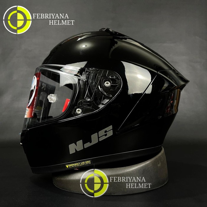 ✨Termurah Helm Njs Zx1 R Solid Black Glossy Full Face Njs Zx-1 R Diskon