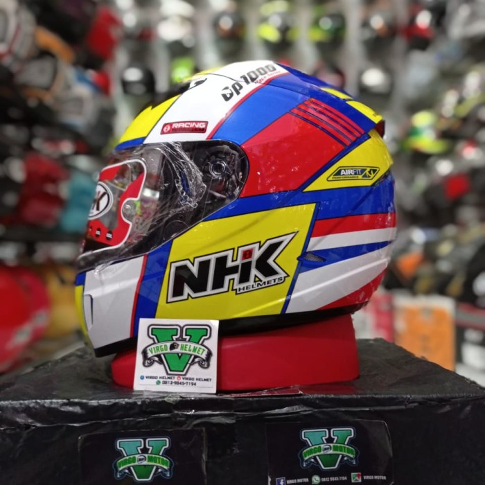 ✨Termurah Helm Nhk Gp1000 Xsr Motif New Kuning Merah Biru Dan Putih Terbatas