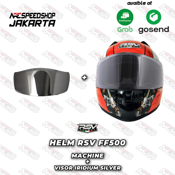 ✨Termurah Paket Helm Rsv Ff500 Machine  Visor Irridium Silver Ff 500 Berkualitas