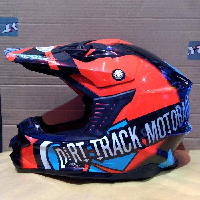 ✨Termurah Helm Gm Super Cross Black Orange Blue Helm Full Face Diskon