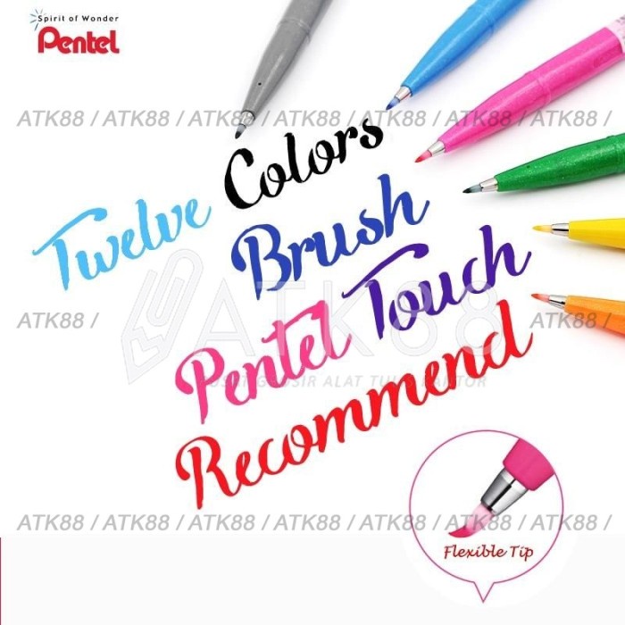 

Gaya Pentel Touch Brush Sign Pen Set 12