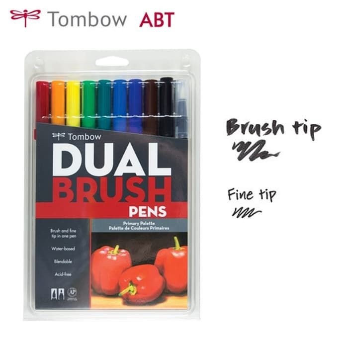 

Gaya Tombow Abt Dual Brush Pen Set 10 Warna With Brush - Primary Palette