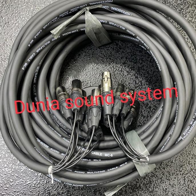 snake kabel isi 8 komplit + konektor jack male female 3meter