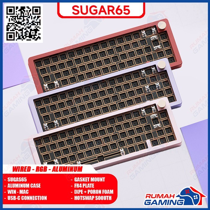 MECHANICAL KEYBOARD - SUGAR65 - 65% - GASKET - SOUTH RGB - ALUMINUM