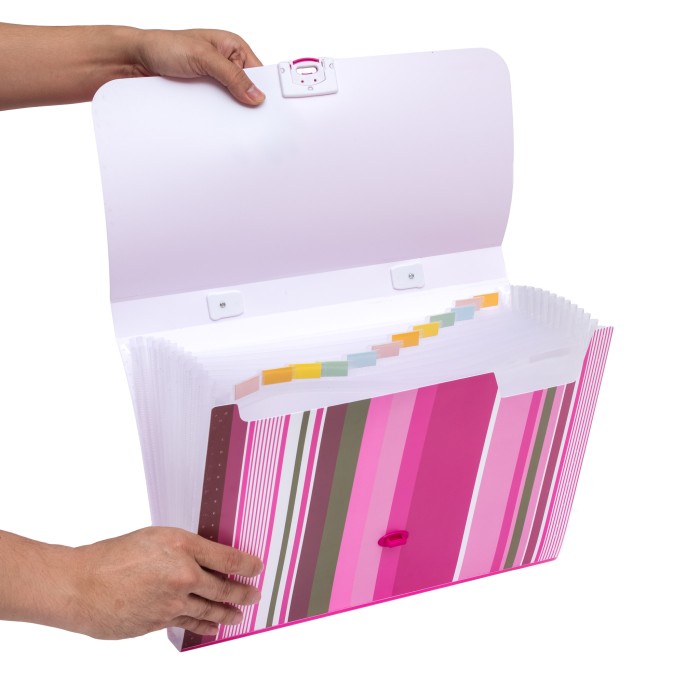

Promo Bantex Pp Fancy Stripes Expanding File 13 Pocket Folio Pink #3608 19