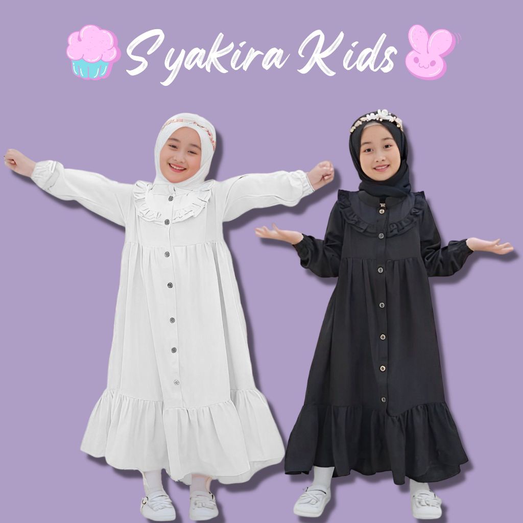 XAT GAMIS PUTIH ANAK PEREMPUAN BAHAN CRINKLE AIRFLOW / GAMIS HITAM CRINKLE / DRESS PUTIH ANAK /