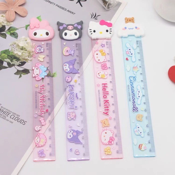 

sanrio ruler 3d 15cm penggaris imut kitty melody kuromi Prakass