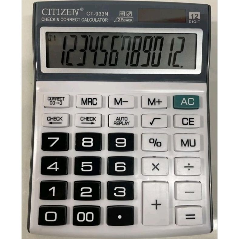 

TERLARIS Kalkulator Citizen tipe CT-933N(Kalkulator 12digit/2power energy/117steps) khusus dagang,wiraswasta,bisnis. COD