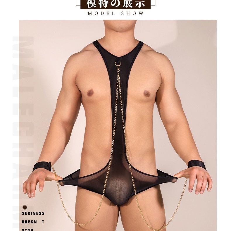 Ultra-Thin Strap Men's Underwear Sexy Sexy Strap U Convex Jumpsuit Three-Point Ring Underwear Transp