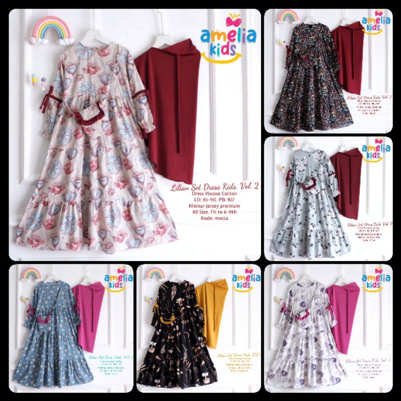 GAMIS SYARI ANAK LILIAN SET VOL 2 DRESS KIDS // BY AMELIA KID'S