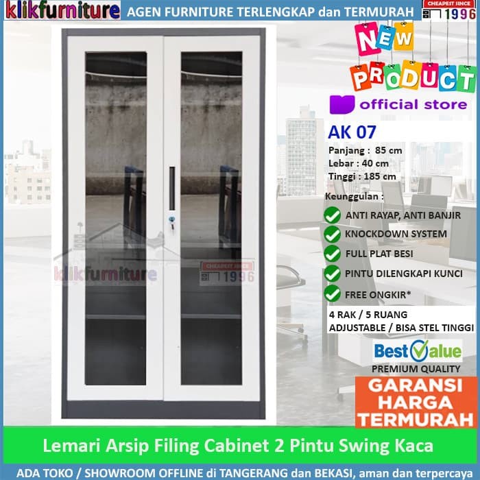 

LEMARI ARSIP FILING CABINET BESI 2 PINTU SWING KACA AK 07