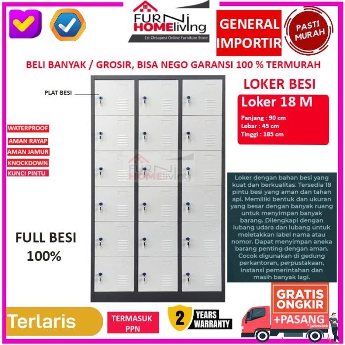 

PROMO LEMARI LOKER LOCKER CABINET 18 PINTU FULL BESI AKL18