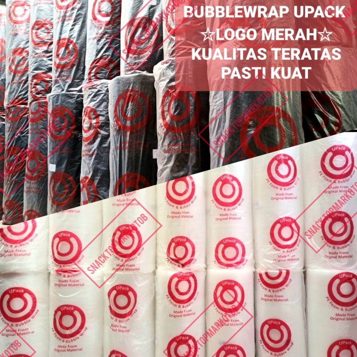 

Promo Bubble Wrap Upack Logo Merah 1.25X50M Full / Bubblewrap Kuat Tebal