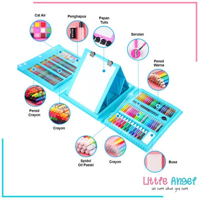 

CRAYON ANAK SET 208 Koper Alat Menggambar Mewarnai Mainan Edukasi Bayi