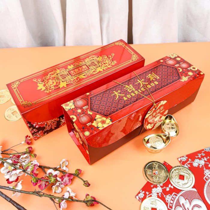 box imlek roll cake 8 x 25 sunway dus kue gulung merah cny hampers
