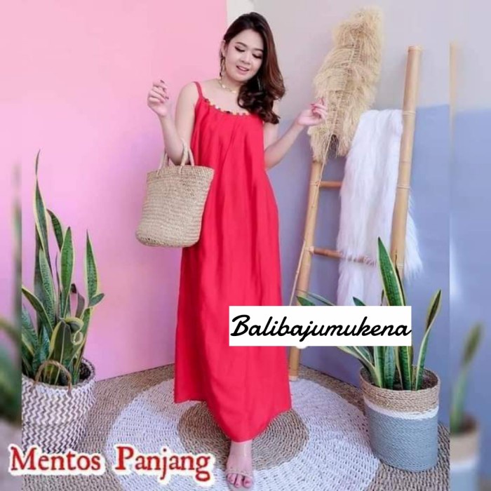 XU75 DASTER SINGLET PANJANG MENTOS RAYON BALI JUMBO/BAJU TIDUR WANITA ADEM GRATIS ONGKIR