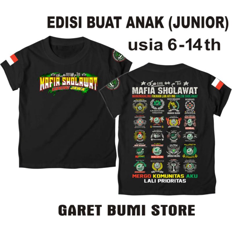 kaos mafia sholawat anak-anak, kaos mafis anak, kaos sholawat anak, kaos santri anak terbaruh,