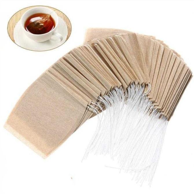 

100 Pcs Kertas Kain Saringan Bubuk Kantong Teh Filter Tea Bag 5 x 7 cm