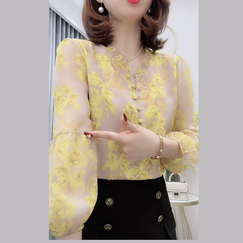 Ladies New Chiffon Shirt Western Style Shirt