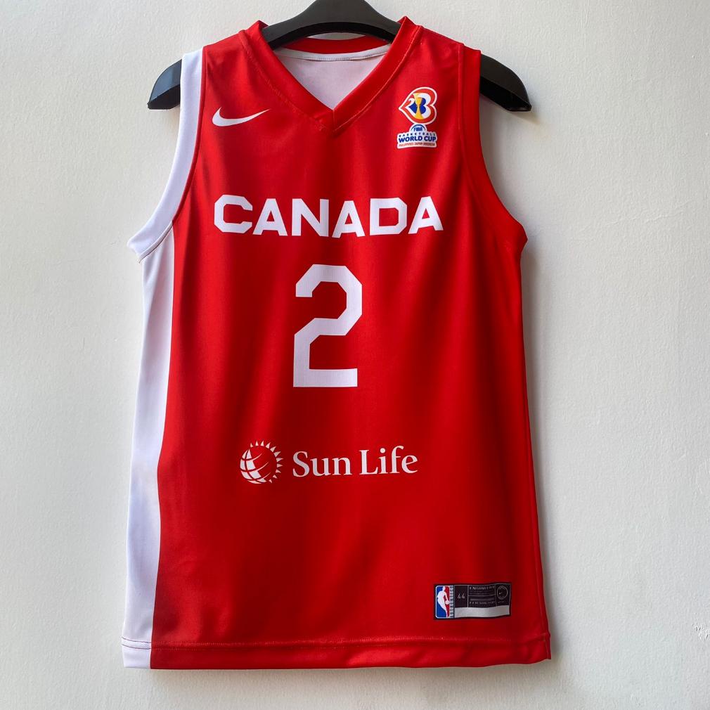 Termurah Jersey Basket Shai Gilgeous-Alexander Canada #2 Merah Fiba World Cup 2023  Nba Swingman Rev