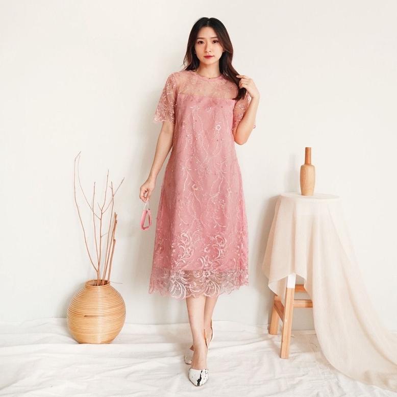 PROMO  ZONA - DRESS NATAL BROKAT ALEA / DRESS BROKAT WANITA KRISTEN / DRESS IMLEK MURAH / DRESS PEST