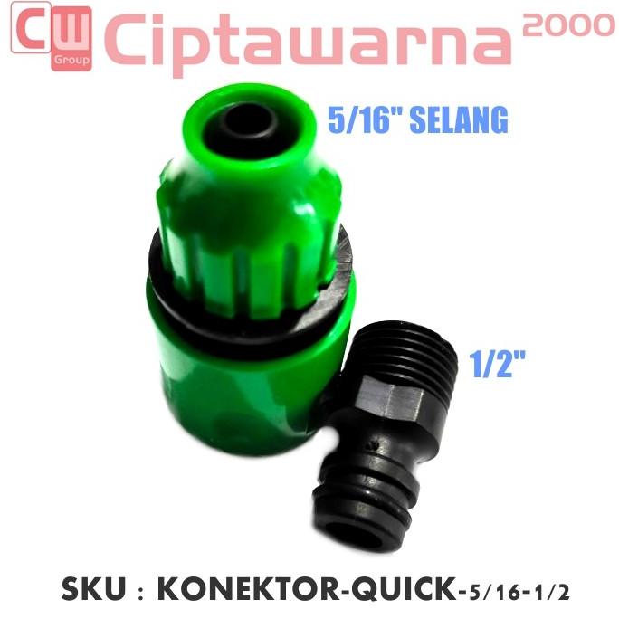 @@@@] Connector Quick Release Selang 5/16" ke Drat 1/2" Fitting Pipa