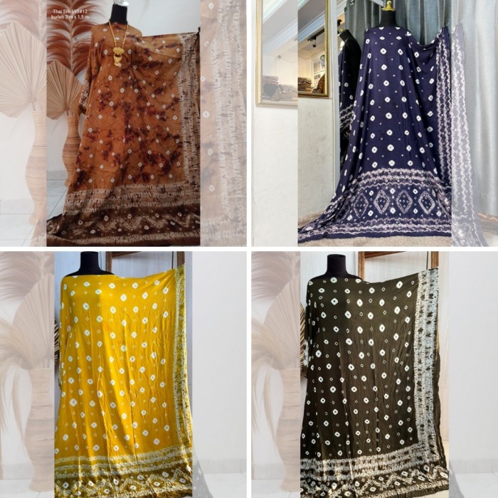 Sahi Kain Jumputan Palembang 3 Meter Navy Bahan Dasar Batik Couple Handmade