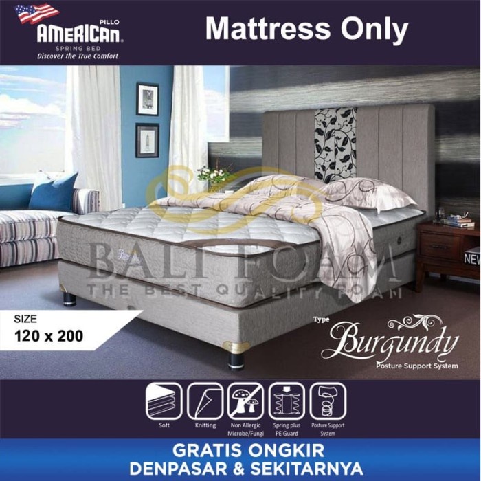 ```````] American Pillo Matras Burgundy Kasur Spring Bed Bali 120 x 200