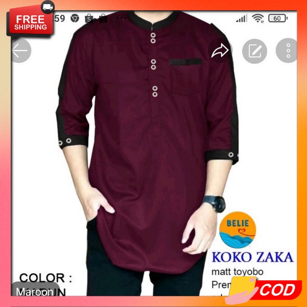 Vaju Koko Kurta Lengan Pendek Atasan Muslim Pria Arasan Kokoh Bahan Premium Kemeja Kokoj Dewasa Kokp