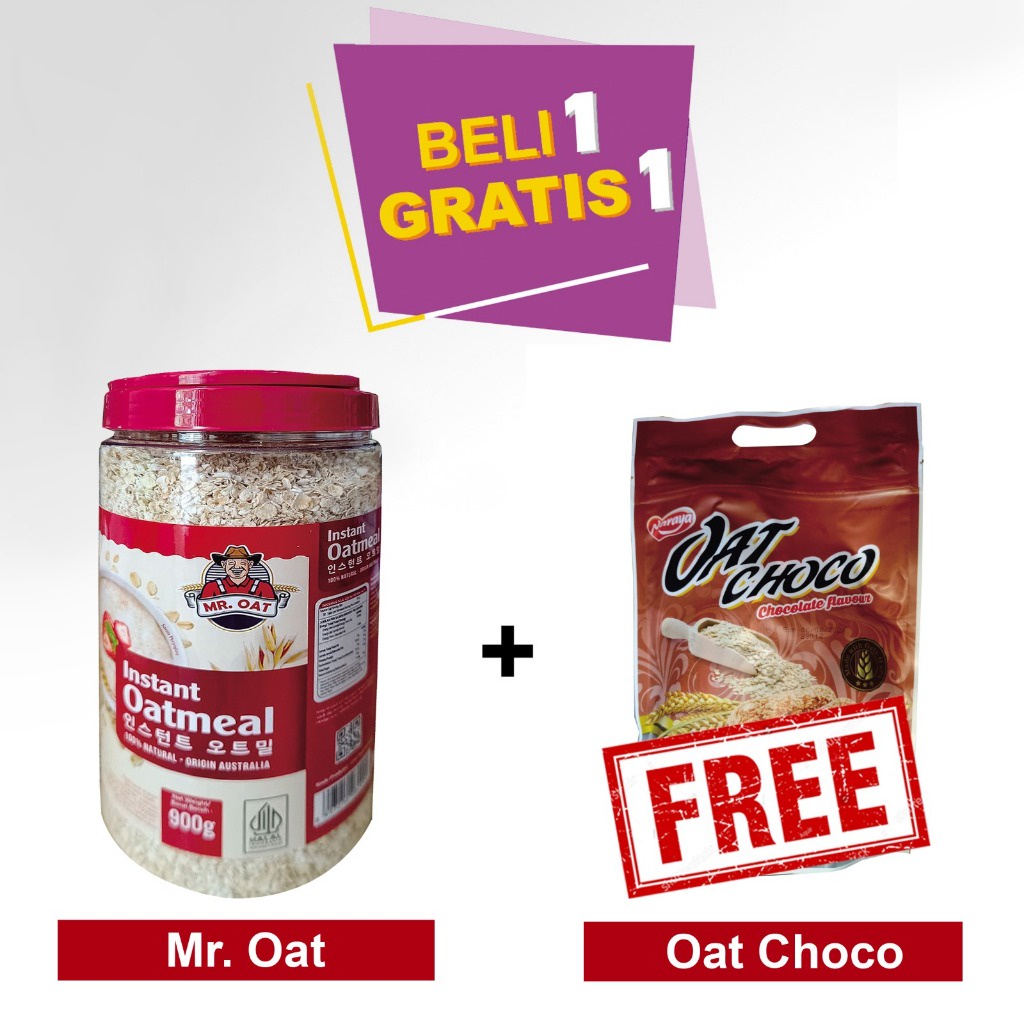 

Mr.Oat Instant Oatmeal 900Gr Jar Gin Australia Free Oat Choco Chocolate Flavour Halal !!!