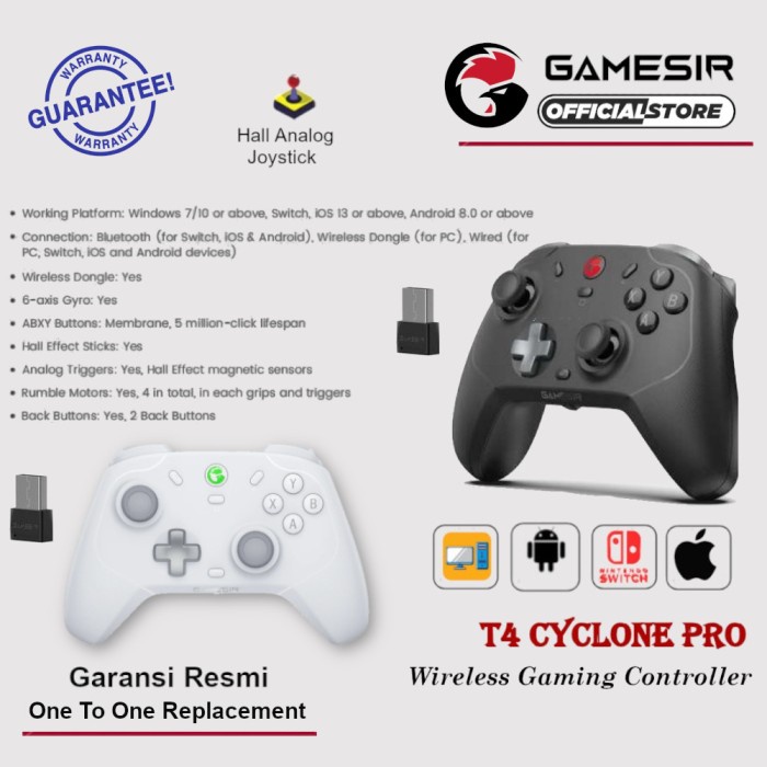 GameSir T4 Cyclone Pro Wireless Gaming Controller Hall Effect Stick