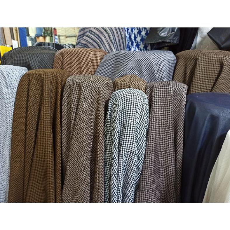 Kain Meteran Bahan Kain Semiwool Houndstooth Import Meteran Per 0 5M 100% Menyehatkan