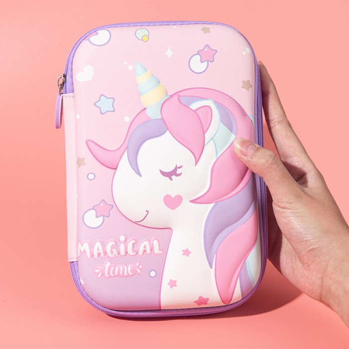 Kotak Pensil Unicorn / Kotak Pencil Sekolah Anak-Anak Purple