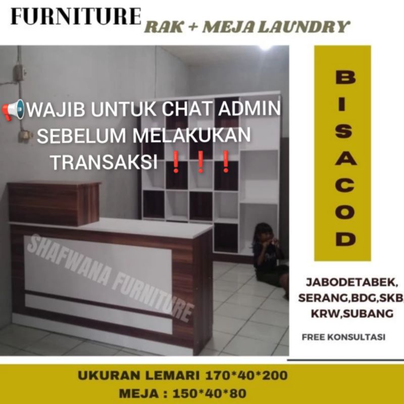 SATU SET RAK LAUNDRY DAN MEJA KASIR TERLARIS TYPE -CKL 21