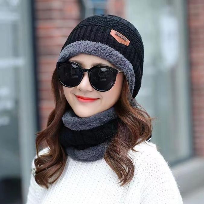 TOPI KUPLUK + SYAL Topi musim dingin Pria/wanita