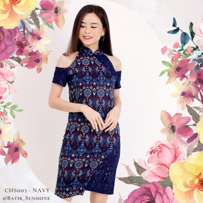 Terlaris Cheongsam Dress Batik Wanita Chs003 Maroon Purple Brown Navy Terbaik