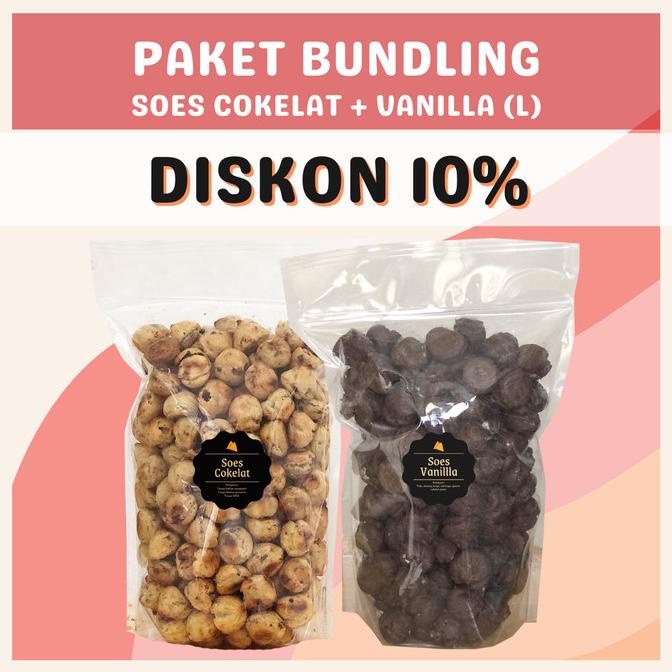 

Paket Bundling Soes Cokelat + Vanilla (L) / Snack Mini Sus Kue Kering CDS