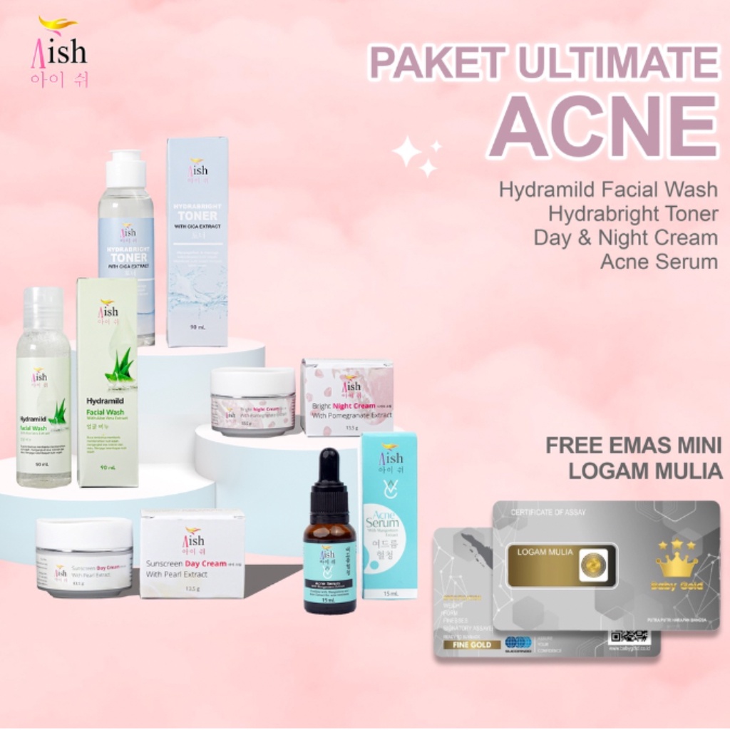 PAKET HEMAT AISH SKINCARE ULTIMATE ACNE KULIT BERJERAWAT