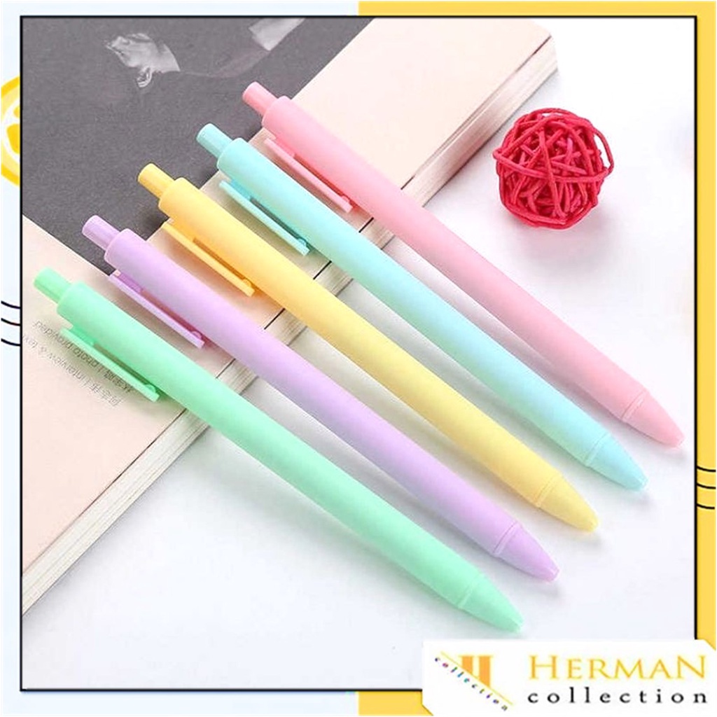 

HC Pena Cetekan Macaroon Pulpen Warna Pastel Tinta Hitam Alat Tulis Sekolah Kantor Pen Warna Warni Bolpoint Polos Murah
