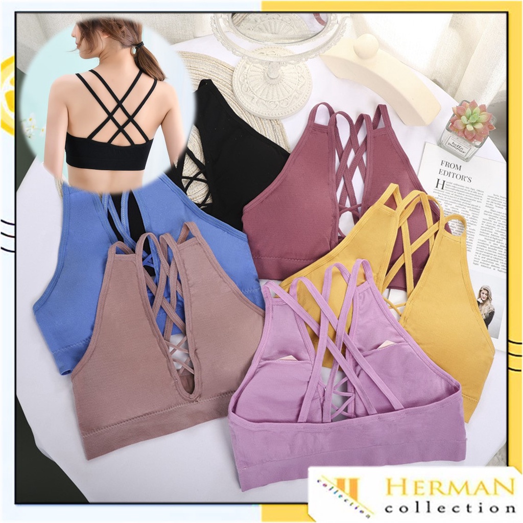 HC Bra Wanita Tanpa Kawat 6830 BH Sport Push Up InStyle Senam Zumba Jogging Yoga Busa Tebal Crop Top