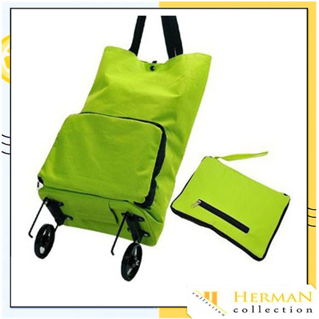 HC Tas Troli Belanja Lipat Motif Roda Trolly Bag Shopping Tas eco lipat roda