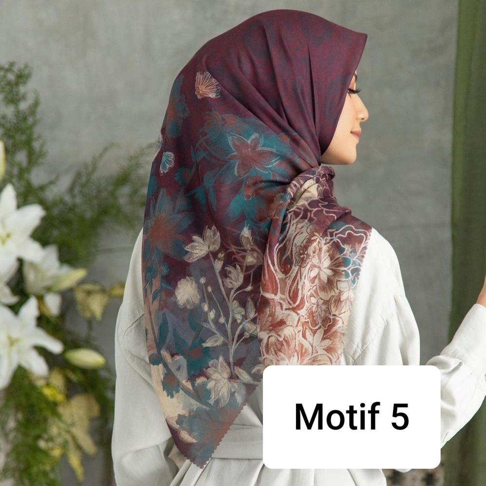 Kekinian - Segiempat Motif Instan Resleting Dagu / Hijab Zipper Motif Segiempat Instan ~