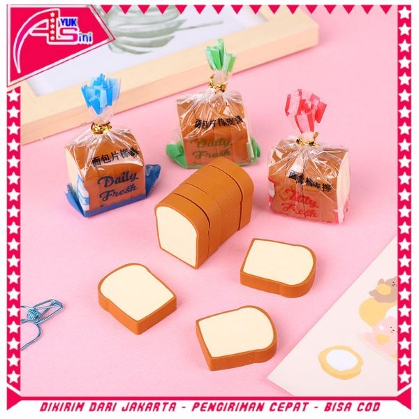 

AS Penghapus Pensil Karakter Roti Tawar Isi 4Pcs Eraser Toast Bread Hapusan Sekolah Korean Style Penghapus Pensil Lucu Bentuk Roti Panggang 4 Pcs