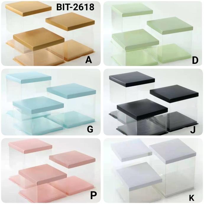 

GR-BIT-26 Kotak dus cake glass mika gift box hantaran kue bening 26cm