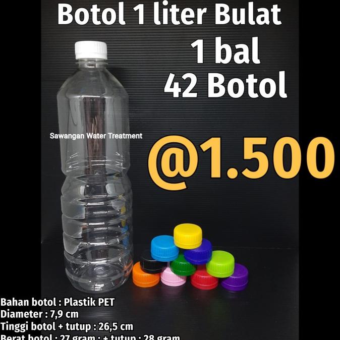 Botol 1 liter plastik Bulat / Botol 1000 ml Bulat GOJEK GRAB only